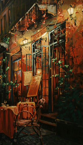 Viktor Shvaiko - Romantic Evening, 1999, Hand Embellished Serigraph on Canvas, Edition of 325